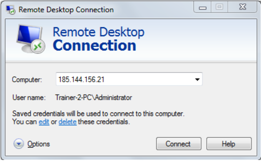 Input domain name and IP address of remote machine