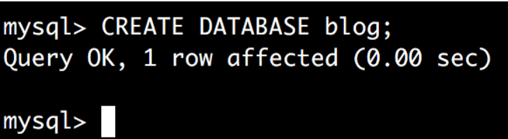 Run the SQL command 'CREATE DATABASE blog;' to create the 'blog' database
