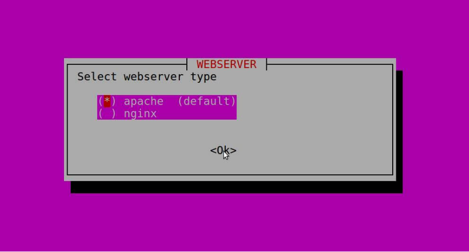 Select default webserver type