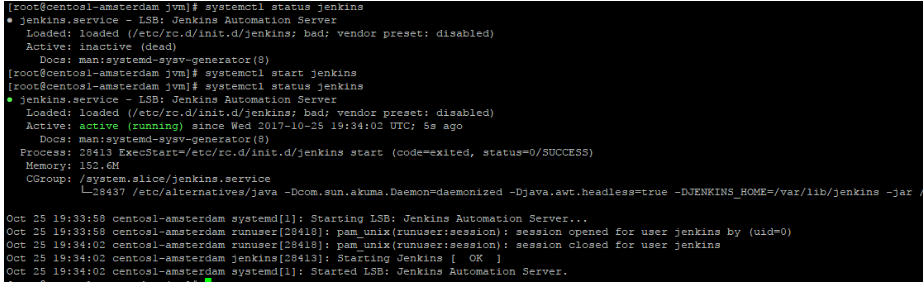 Check its status with 'systemctl status jenkins'