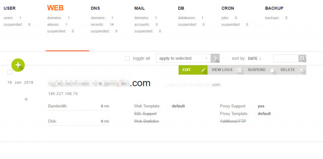 Proceed to edit the domain settings.